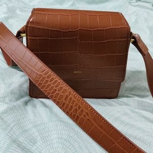 JW Pei brown croc flap bag (vegan leather)